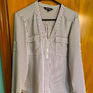 Express long sleeve blouse with gold quarter zip